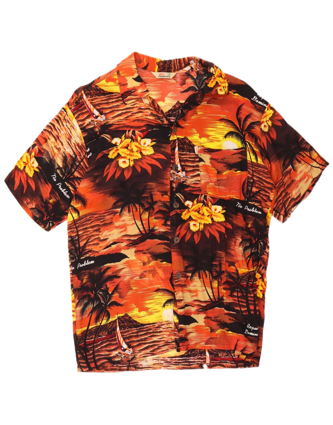 AREMAR Camisa de manga corta para hombre grande multicolor floral hawaiana