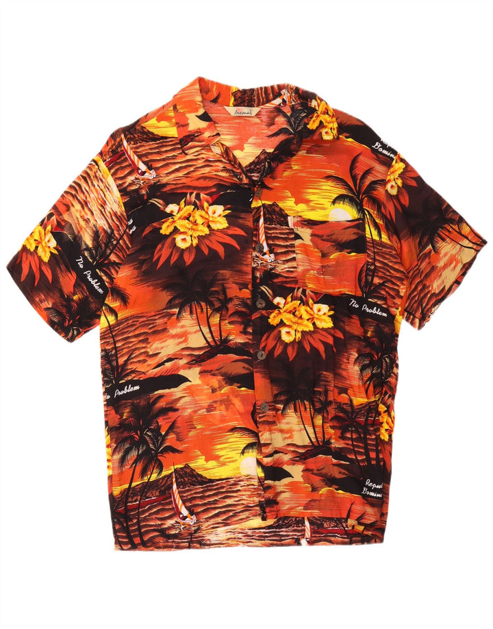 AREMAR Camisa de manga corta para hombre grande multicolor floral hawaiana