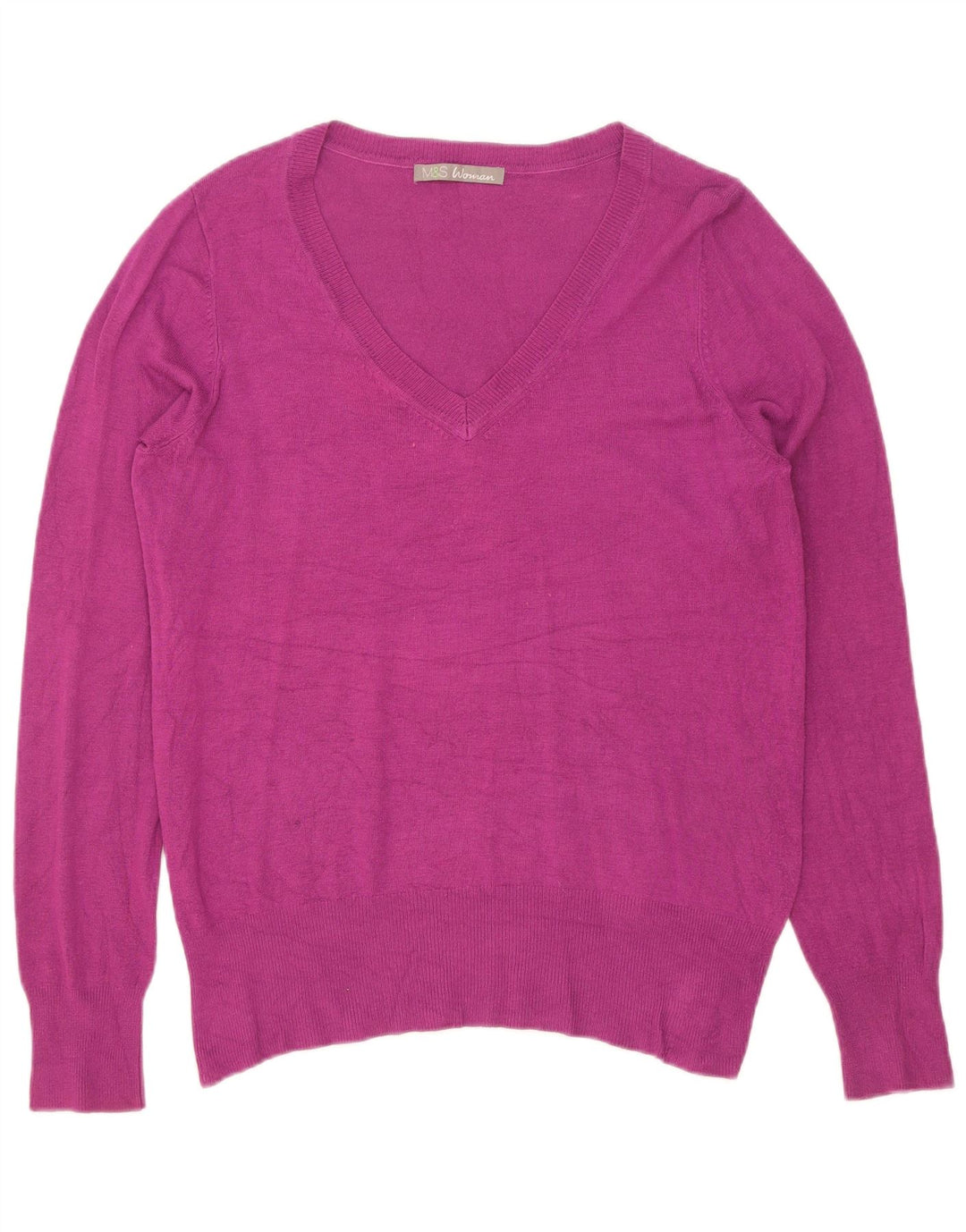 Marks & Spencer Jersey con cuello en V para mujer UK 44 Viscosa granate mediana