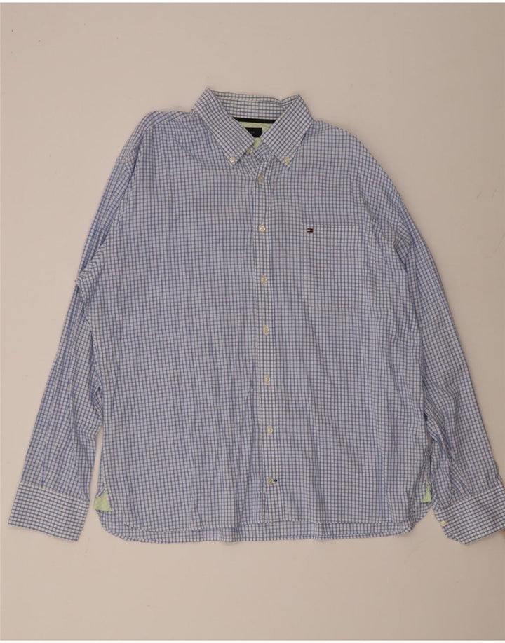 Tommy Hilfiger Camisa para hombre 2XL Algodón a cuadros azules