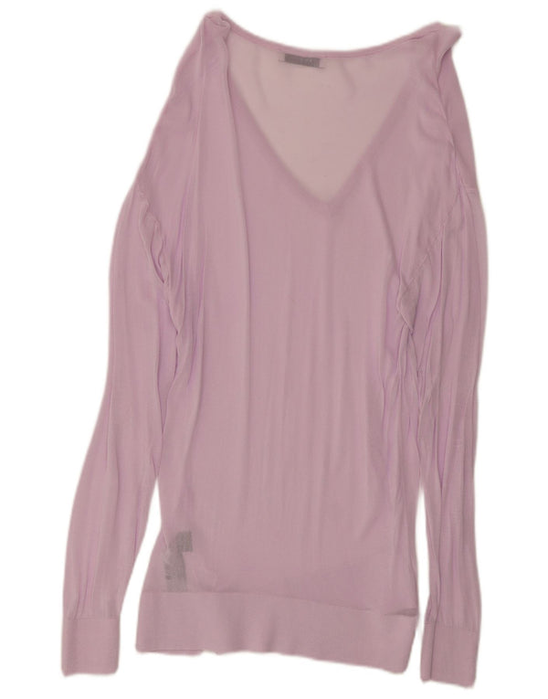 Zara Mujer Blusa Transparente Top UK 10 Small Viscosa Rosa