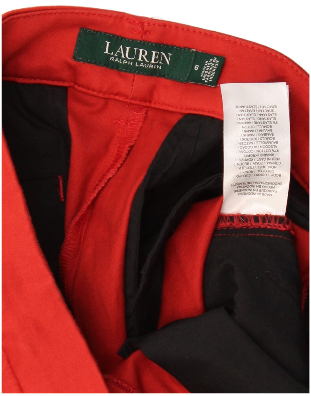 RALPH LAUREN Pantalones chinos delgados para mujer US 6 Medium W32 L26 Algodón rojo