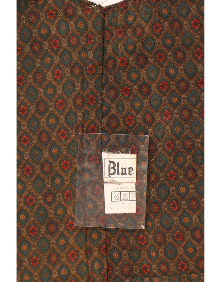 Chaleco de cuero vintage para hombre pequeño cuero negro