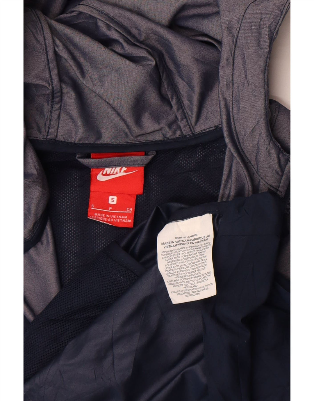 Nike Chaqueta impermeable extragrande con capucha para mujer UK 10 Small Gris Colorblock Nylon