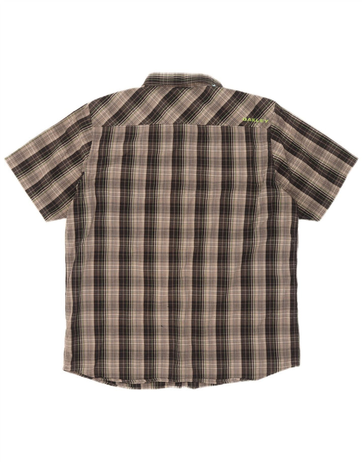 Oakley Camisa de manga corta para hombre XL Grey Check