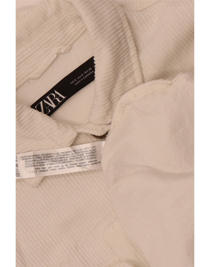 Zara Mujer Chaqueta De Pana Extragrande UK 10 Small White Cotton