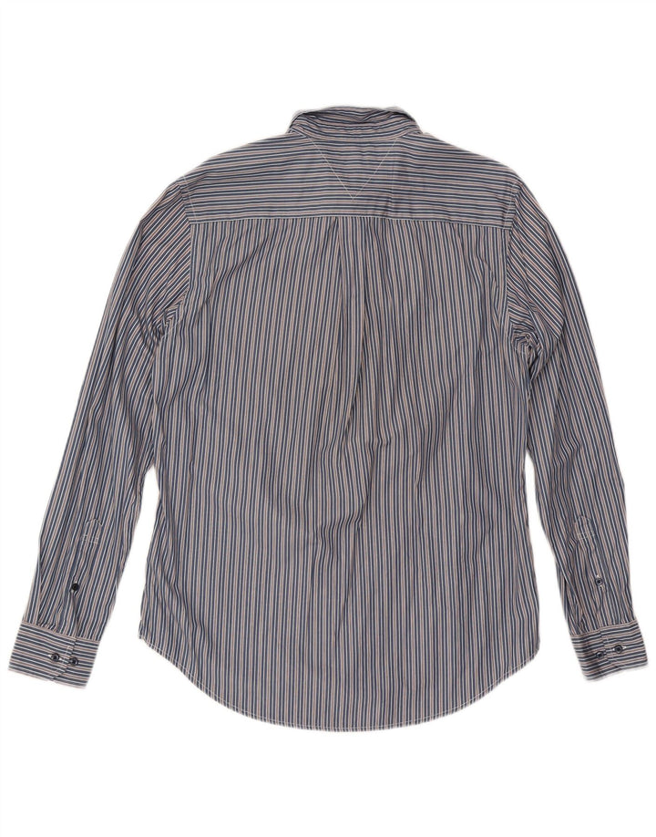 Camisa Tommy Hilfiger de corte personalizado para hombre de algodón a rayas azul marino mediano