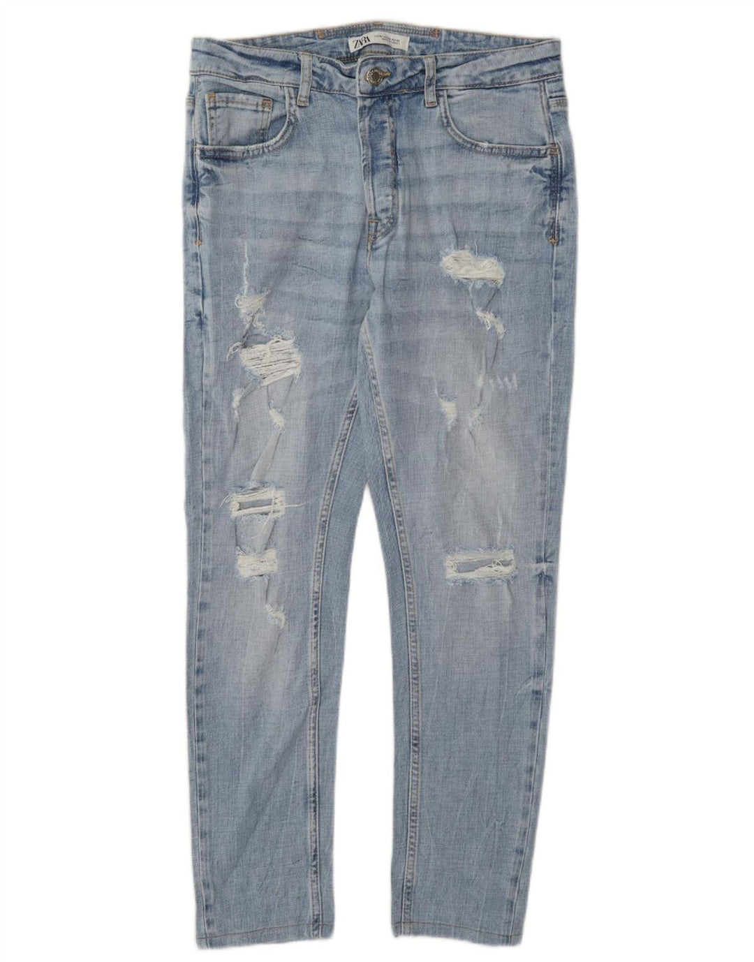 Zara Mens desgastados Slim Jeans UE 42 Grande W32 L28 Azul