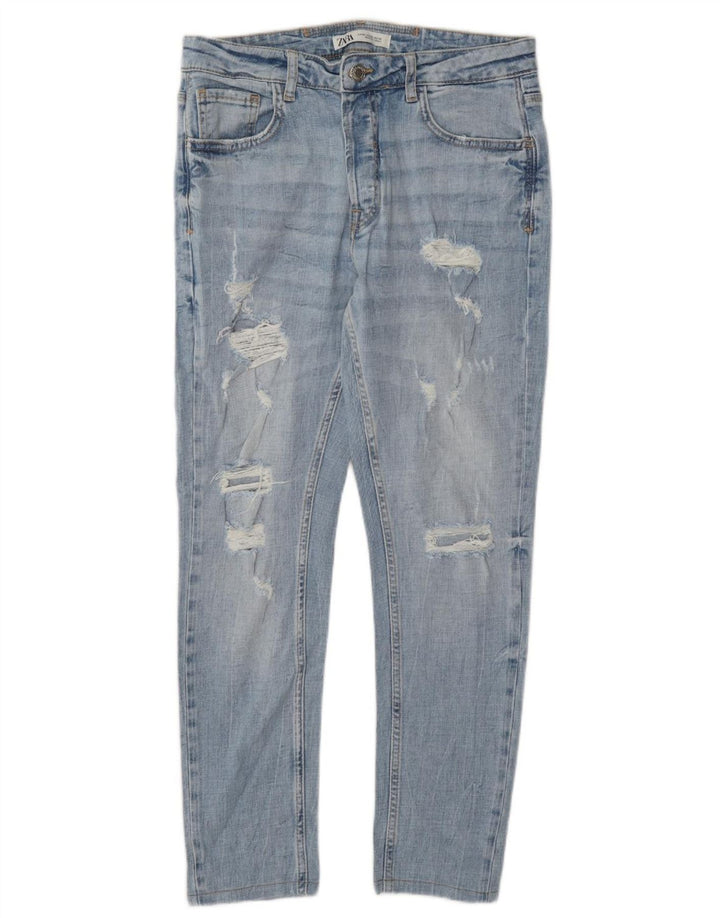Zara Mens desgastados Slim Jeans UE 42 Grande W32 L28 Azul