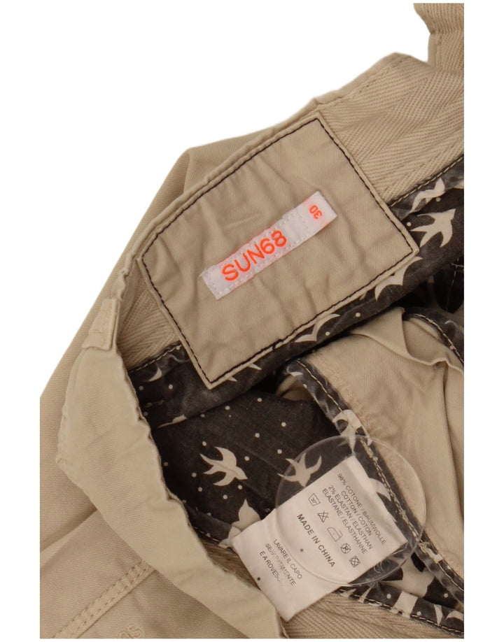 Sun68 Pantalón cargo recto para hombre W30 L30 Algodón beige
