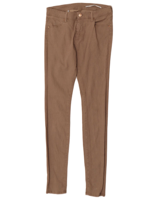 Zara Mujer Pantalones Casuales Pitillo De Talle Medio EU 36 XS W26 L30 Beige