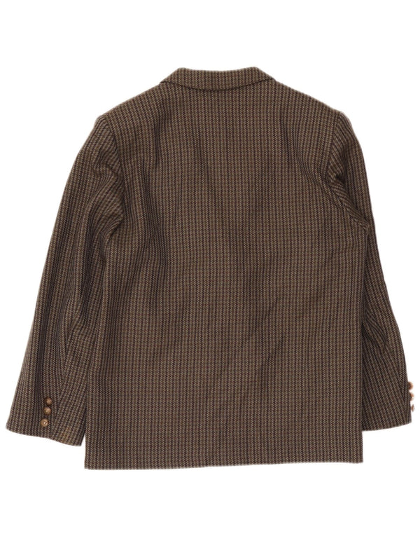 Vintage mujer chaqueta blazer de doble pecho Reino Unido 14 pata de gallo marrón medio