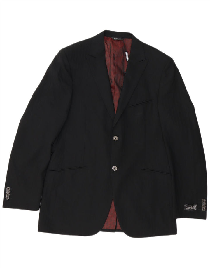 Carlo Pignatelli Chaqueta tipo blazer de 2 botones para hombre IT 50 Large Lana virgen negra