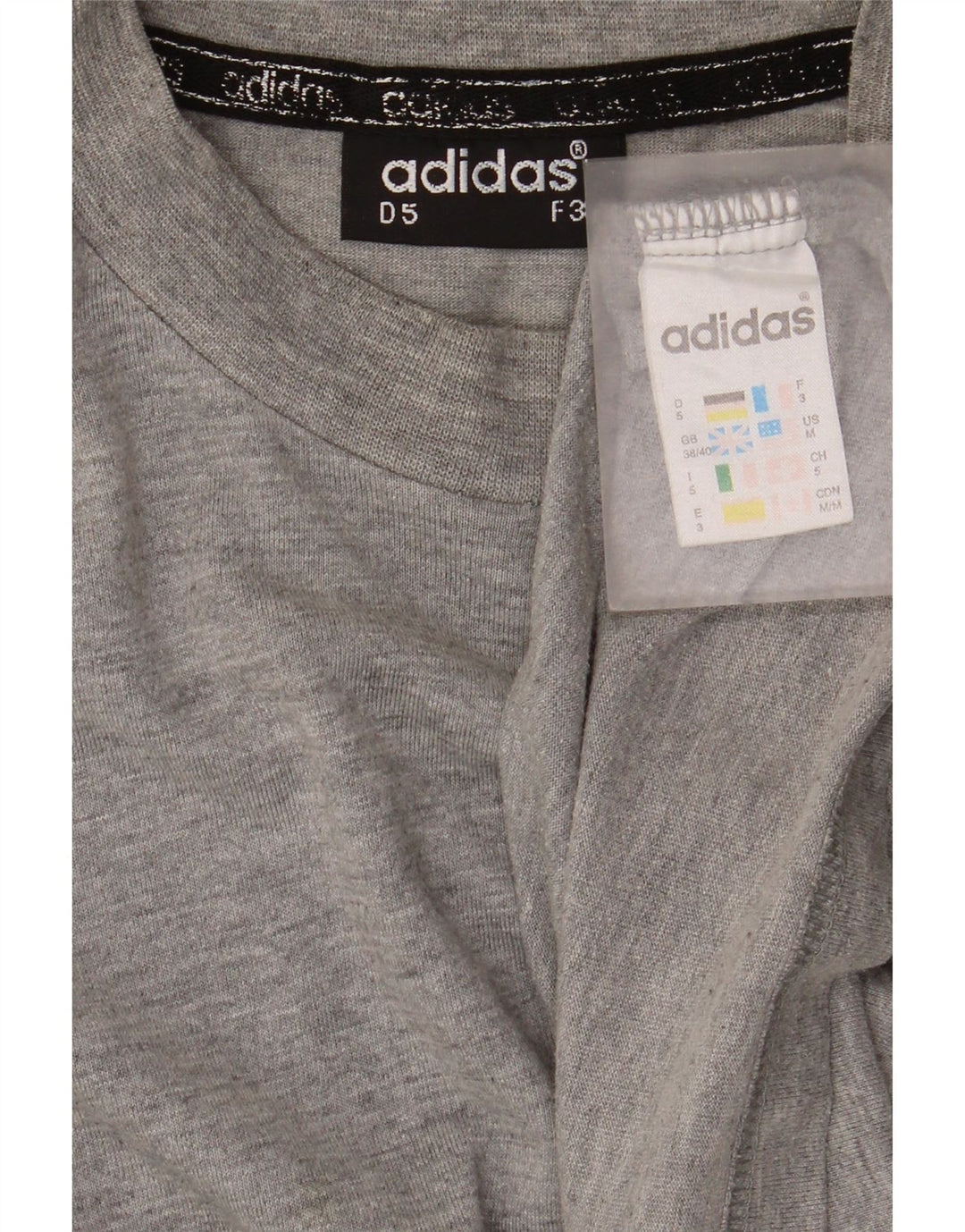 Adidas Camiseta de manga larga para hombre UK 38/40 Algodón moteado gris medio