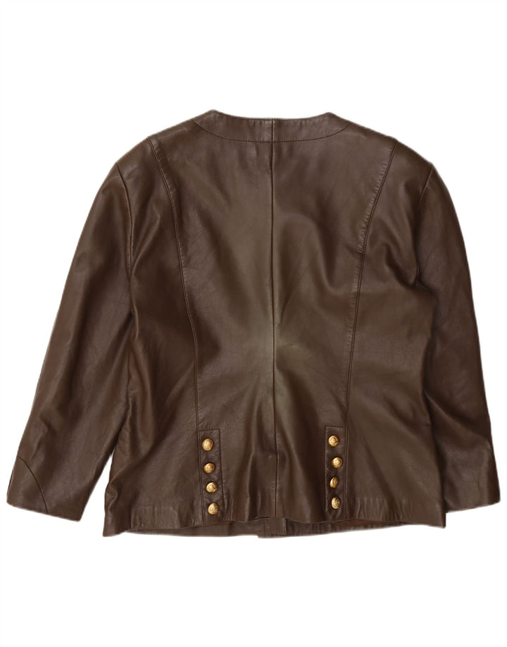 Alba Moda Chaqueta Blazer de Cuero para Mujer UK 14 Marrón Medio