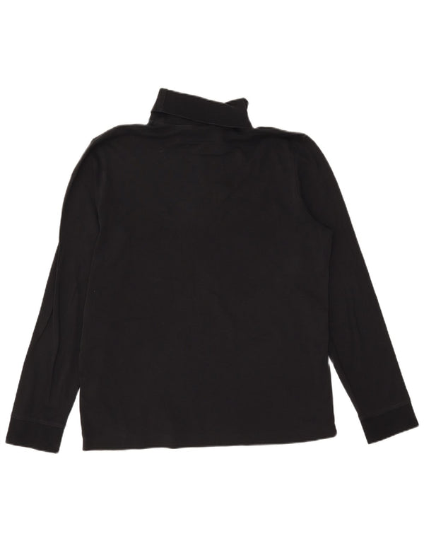 HUGO BOSS Top con cuello vuelto y manga larga de algodón negro mediano para hombre