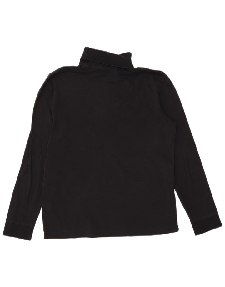 HUGO BOSS Top con cuello vuelto y manga larga de algodón negro mediano para hombre