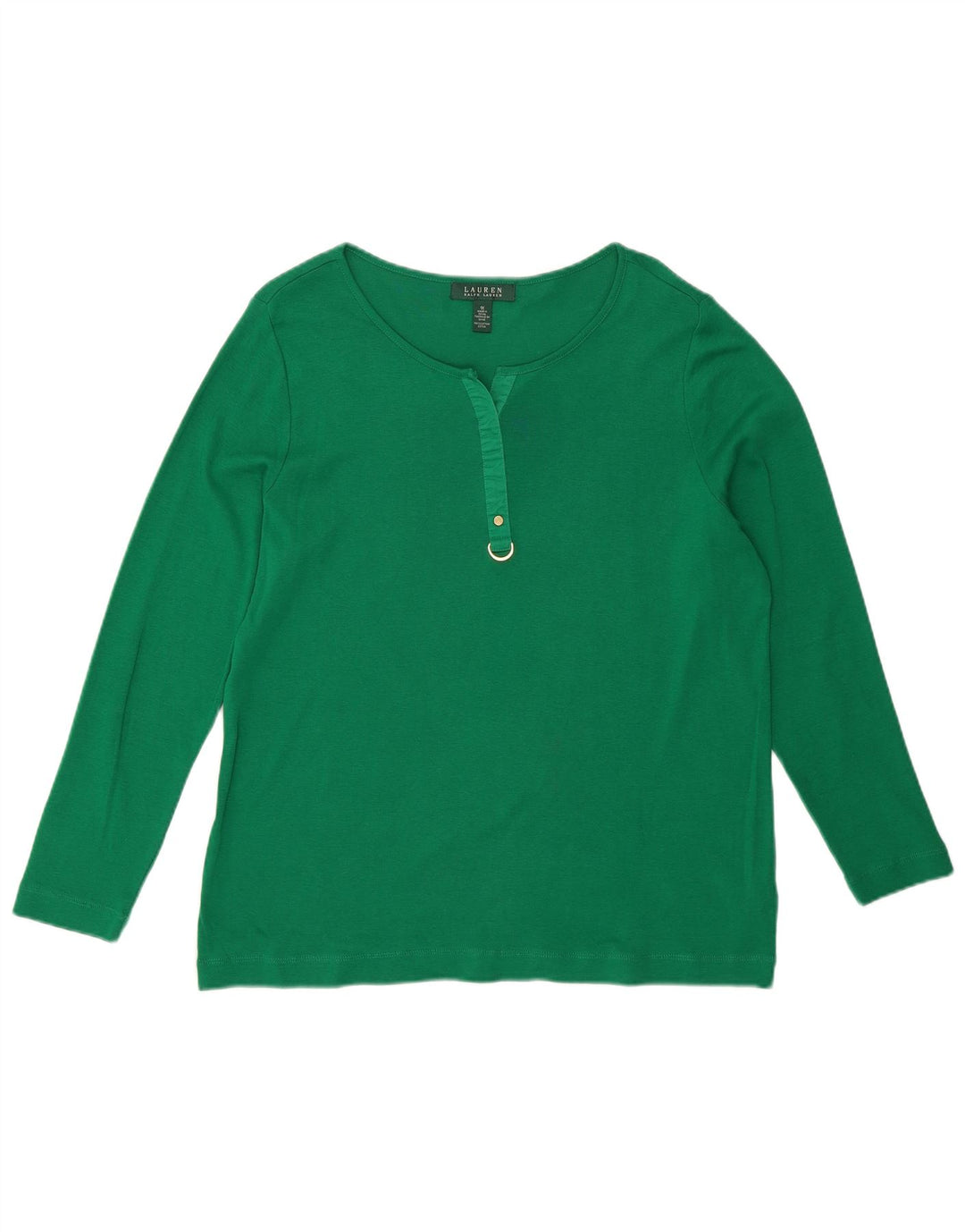 RALPH LAUREN Top Mujer Manga Larga UK 18 XL Algodón Verde