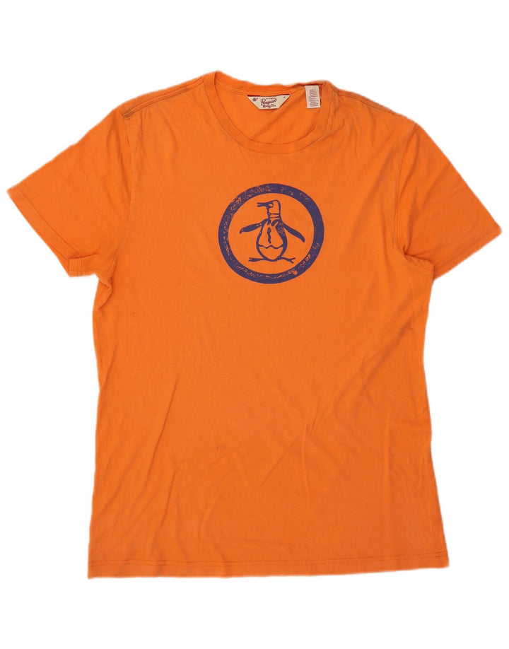 Penguin - Camiseta gráfica para hombre, parte superior de algodón naranja medio