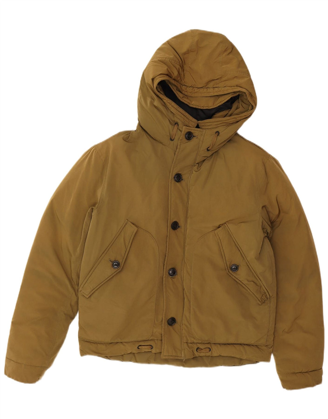French Connection Chaqueta acolchada con capucha para hombre UK 36 Small Caqui Poliéster