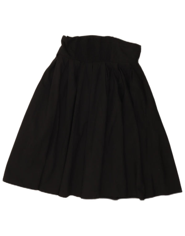 Vintage mujer plisada falda acampanada EU 36 Pequeño W28 Algodón Negro