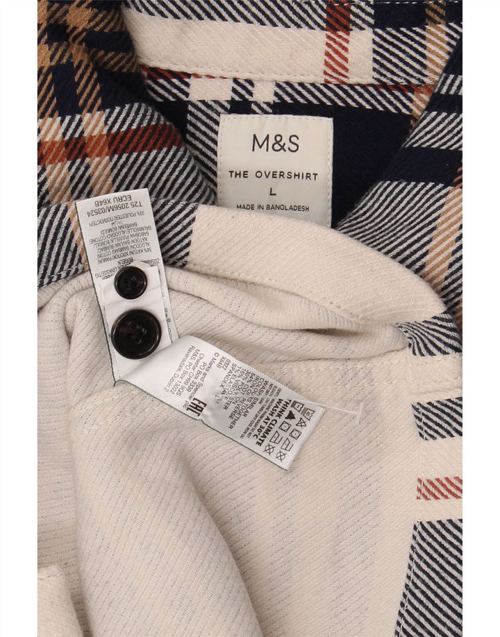 Marks & Spencer Camisa de franela para hombre, talla grande, cuadros multicolores