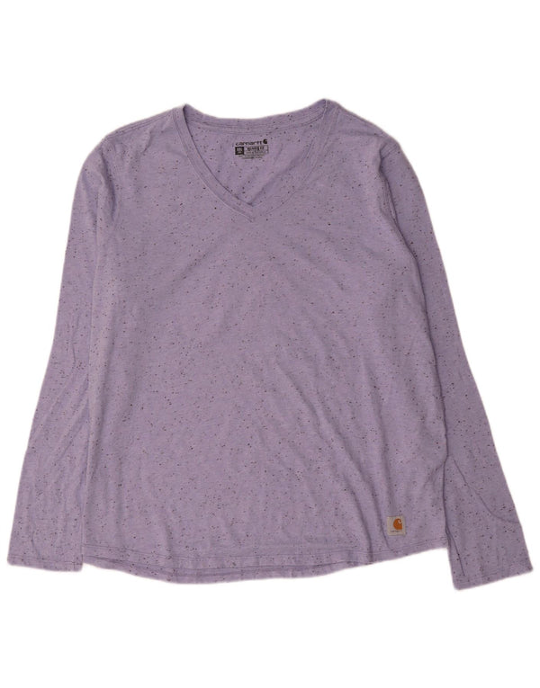 Carhartt Womens Relaxed Fit Top Long Sleeve US 20 2XL Purple Flecked Cotton