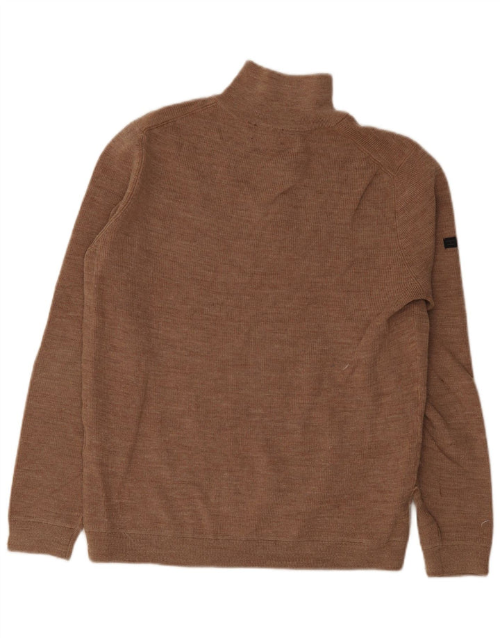 Superdry Jersey De Lana Merino Marrón Grande Con Cremallera Y Cuello Para Hombre