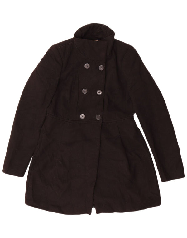 Zara Mujer Trafaluc Abrigo De Doble Botonadura UK 44 Grande Poliéster Negro