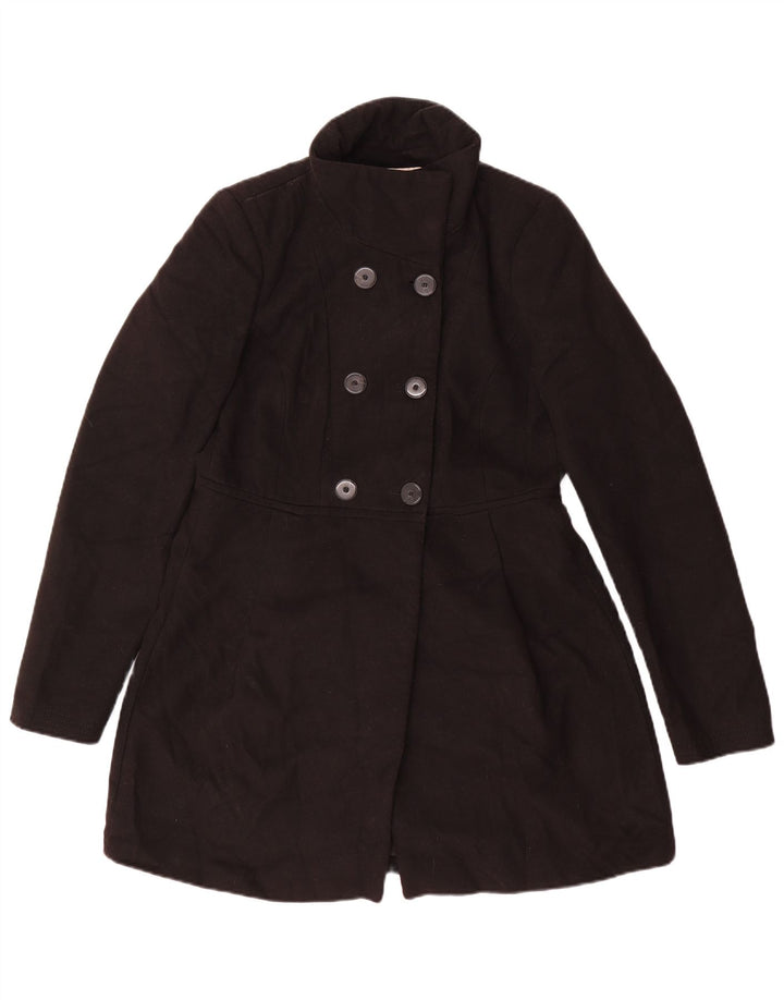 Zara Mujer Trafaluc Abrigo De Doble Botonadura UK 44 Grande Poliéster Negro