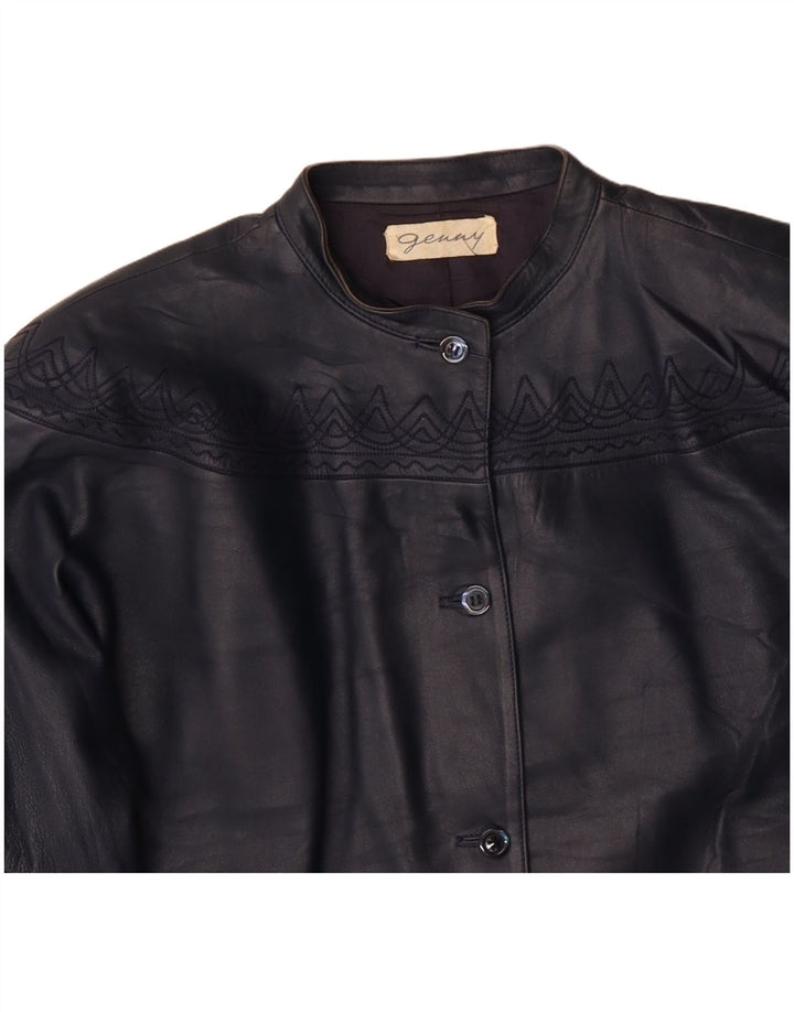 GENNY Chaqueta de cuero extragrande para mujer EU 34 XS Azul marino