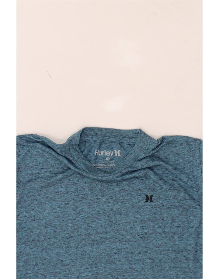 HURLEY Mens T-Shirt Top Medium Blue Flecked Polyester Vintage Hurley and Second-Hand Hurley from Messina Hembry 
