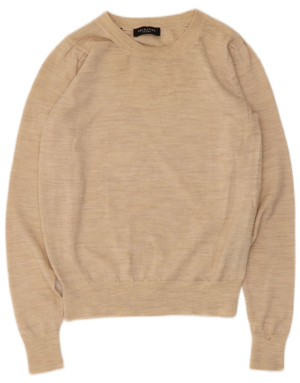 Jersey con cuello barco para mujer de Selected Femme, talla 6, XS, lana beige