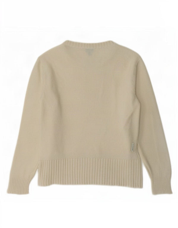 Armani Jersey con cuello barco gráfico para mujer EU 42 Large Off White Wool