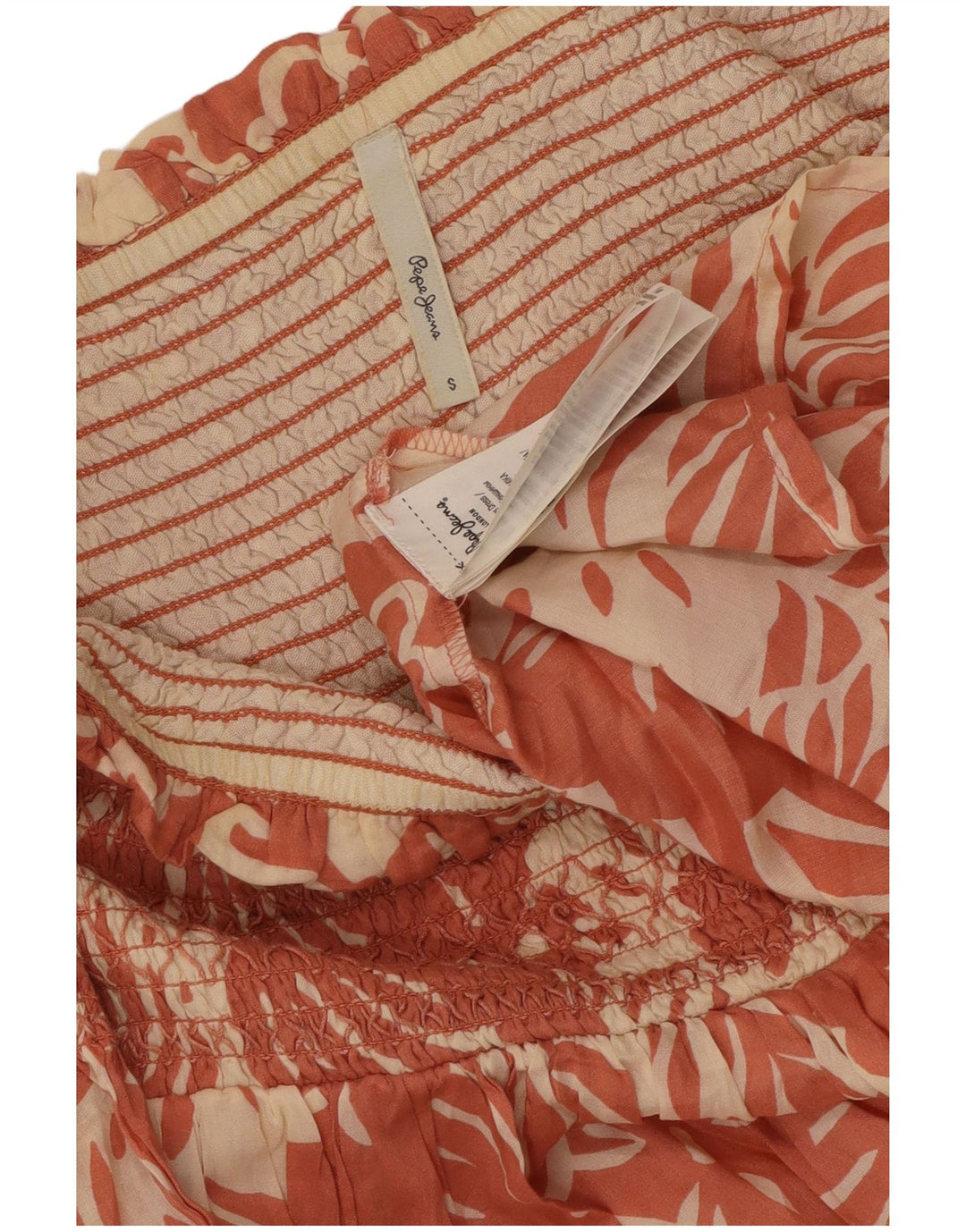 PEPE JEANS Vestido con hombros descubiertos para mujer UK 8 Small Viscosa floral rosa