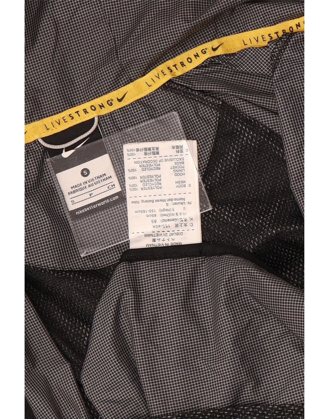 Nike Chaqueta impermeable con capucha para hombre UK 36 Small Grey Gingham Poliéster