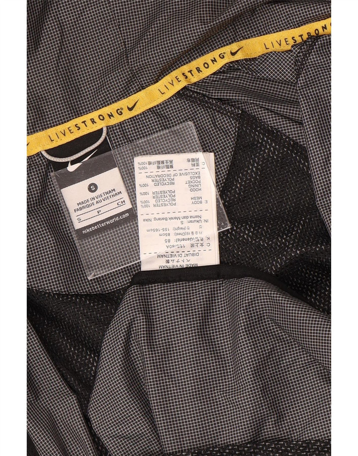 Nike Chaqueta impermeable con capucha para hombre UK 36 Small Grey Gingham Poliéster