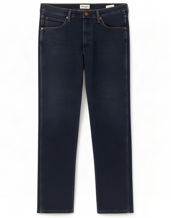 Wrangler Mens Regular Fit Straight Jeans W36 L32 Navy Blue Cotton