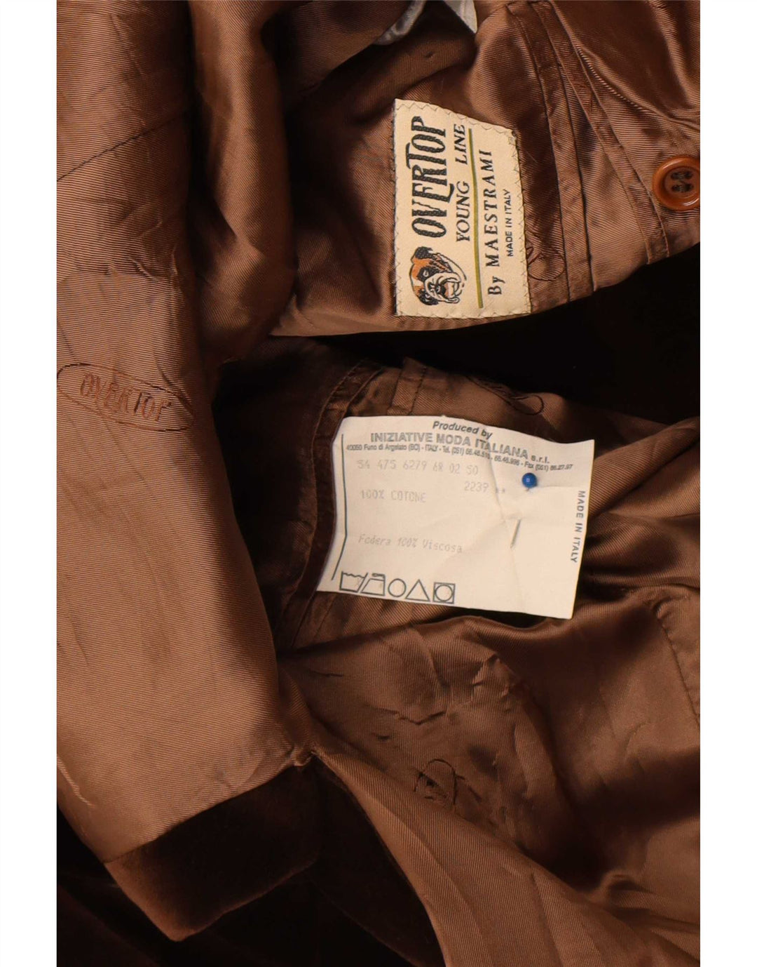 Maestrami Chaqueta Blazer de Terciopelo con 3 Botones para Hombre IT 50 Large Brown Cotton