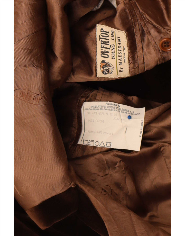 Maestrami Chaqueta Blazer de Terciopelo con 3 Botones para Hombre IT 50 Large Brown Cotton