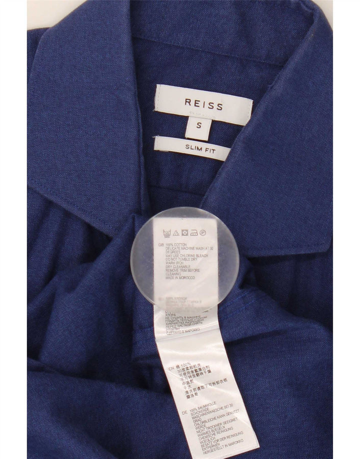 Camisa Reiss Slim Fit De Algodón Azul Marino Pequeño Para Hombre
