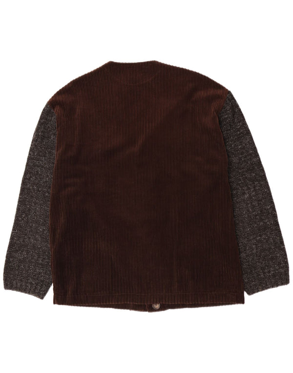 NANI BON Chaqueta de pana para hombre UK 52 XL Algodón color block marrón