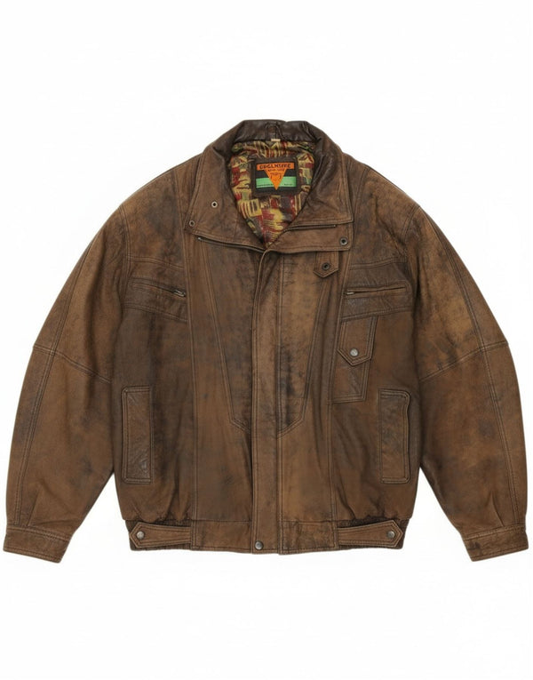 Chaqueta bomber de cuero para hombre exclusiva de B&S UK 42 XL Cuero marrón