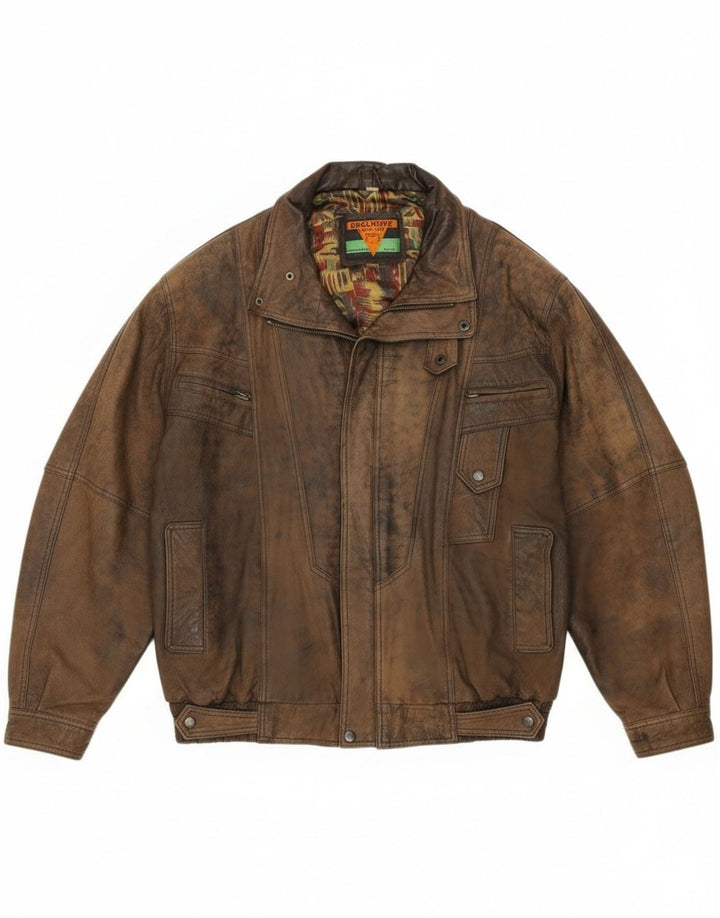 Chaqueta bomber de cuero para hombre exclusiva de B&S UK 42 XL Cuero marrón