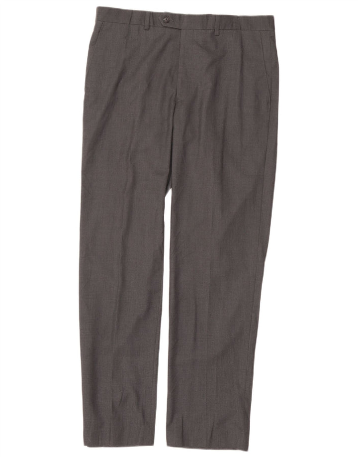 RALPH LAUREN Pantalón de traje recto para hombre W34 L32 Poliéster gris