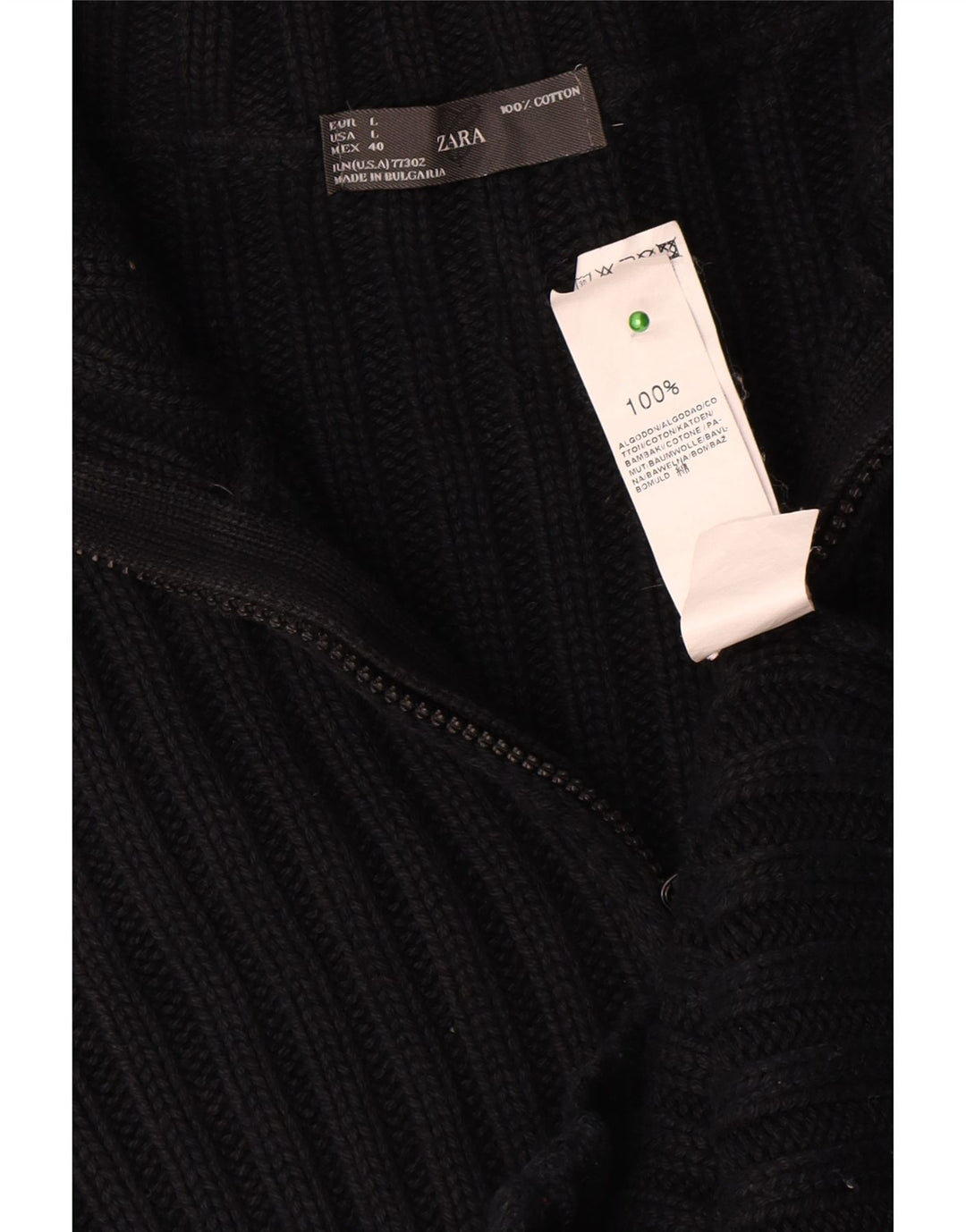 Zara Hombre Cárdigan Suéter Grande Azul Marino Algodón