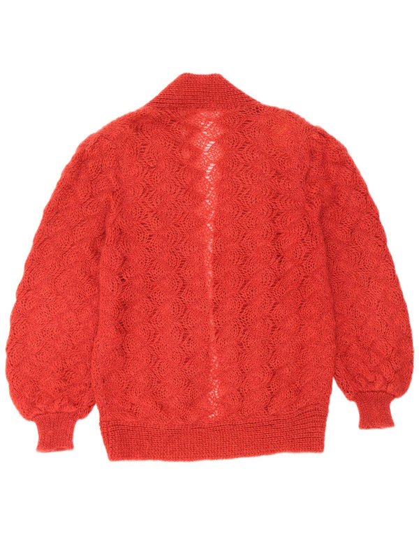 Vintage mujer abierto cardigan suéter Reino Unido 16 gran mohair rojo