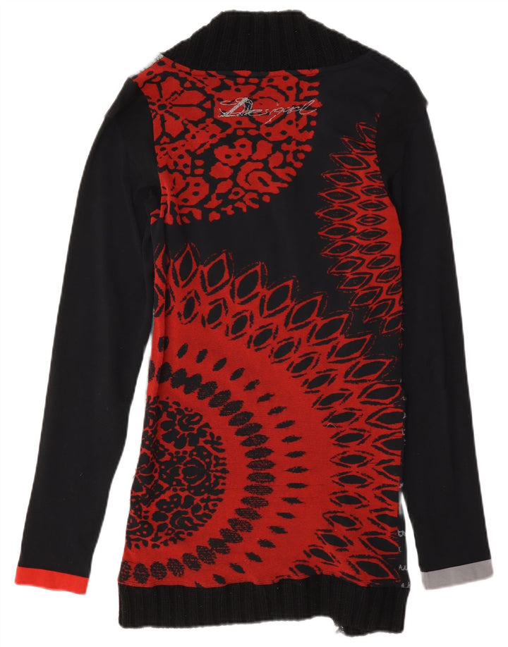 Desigual Top Túnica con Patrón Abstracto para Mujer Reino Unido 12 Mediano Negro