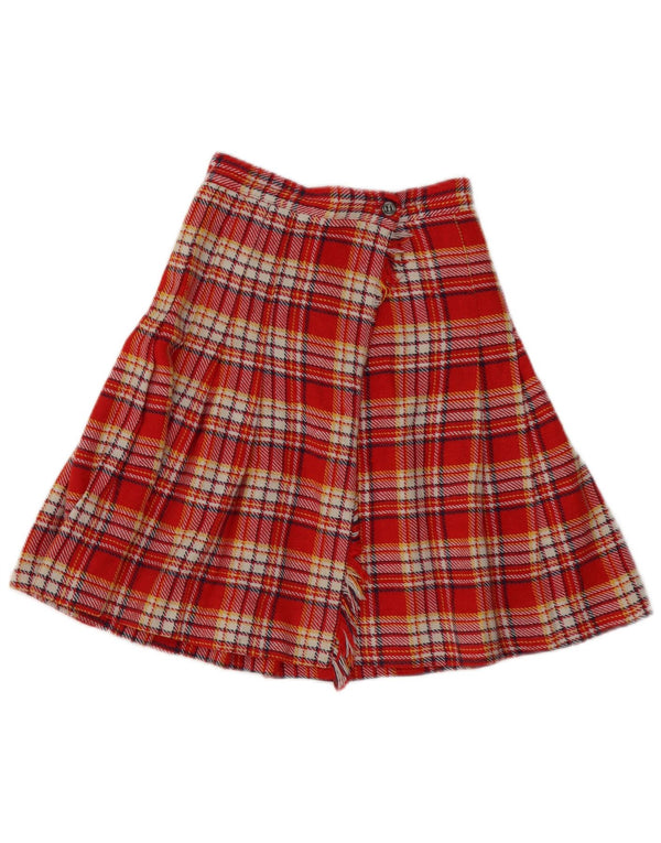 Falda envolvente plisada vintage para mujer W24 XS cuadros rojos
