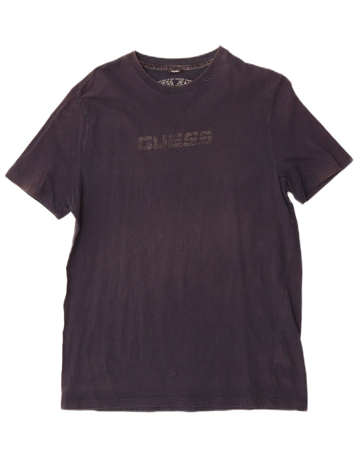 Guess Mens Regular Graphic Camiseta Top Grande Azul Marino Algodón